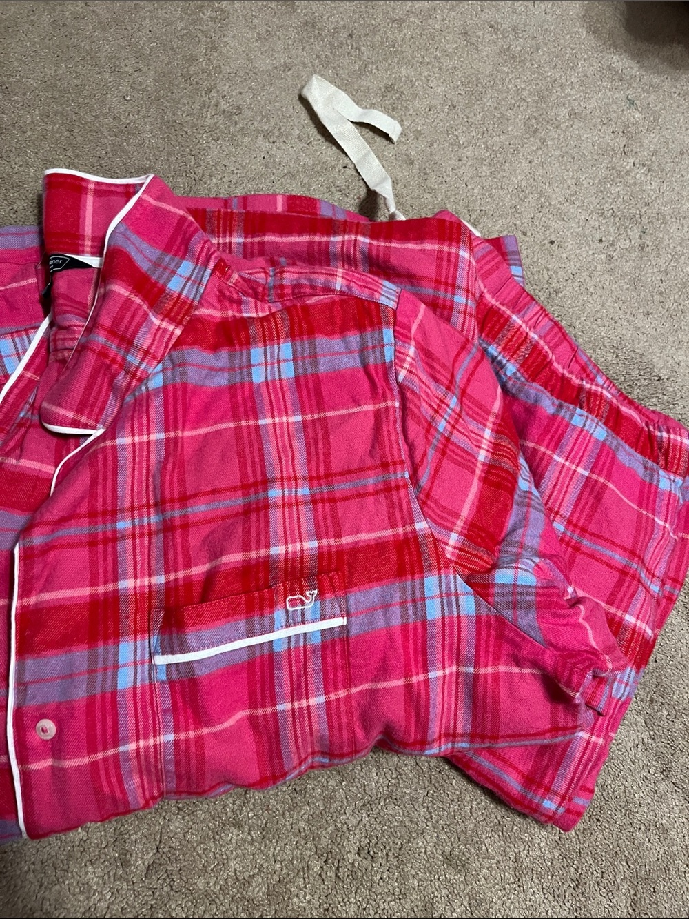 Vineyard Vines Pink Plaid Flannel Pajama Set